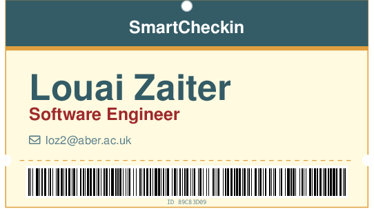 Printed employee badge with Qr code for CoffeeLaTek